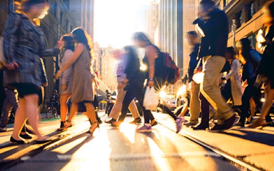 People walking in street